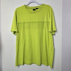 Boss Men's Bright Green Crewneck Embossed Short Sleeve Shirt, Sz XL (PTP 23")